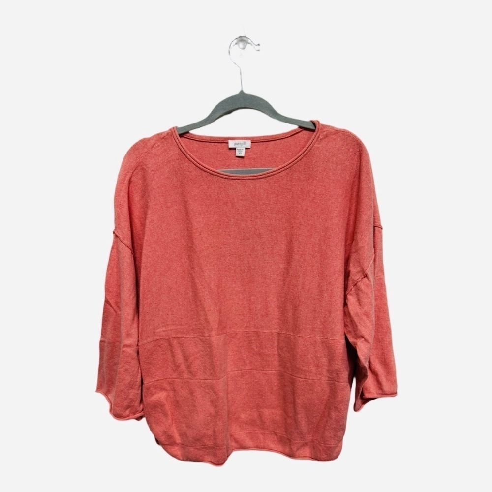 J. Jill Pink Cotton Cashmere Blend 3/4 Sleeve Pullover Sweatshirt Size XS